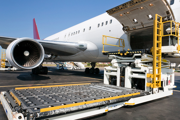 airplane with cargo hatch open